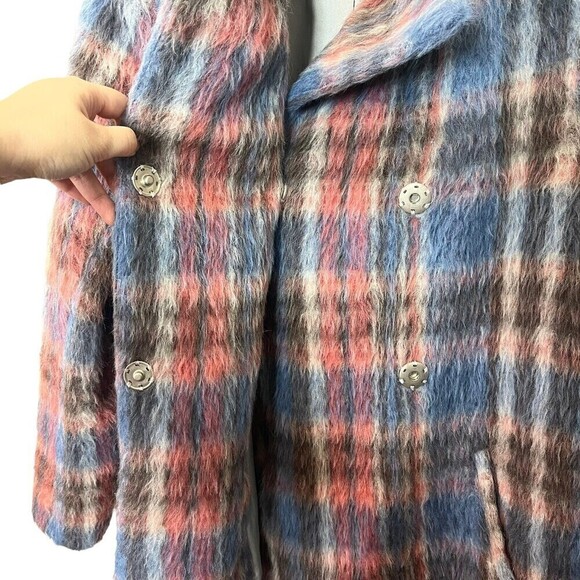 Sachin + Babi Fiction Plaid Wool Coat Women’s Size 4 Asymmetrical Hem Warm - Picture 9 of 12